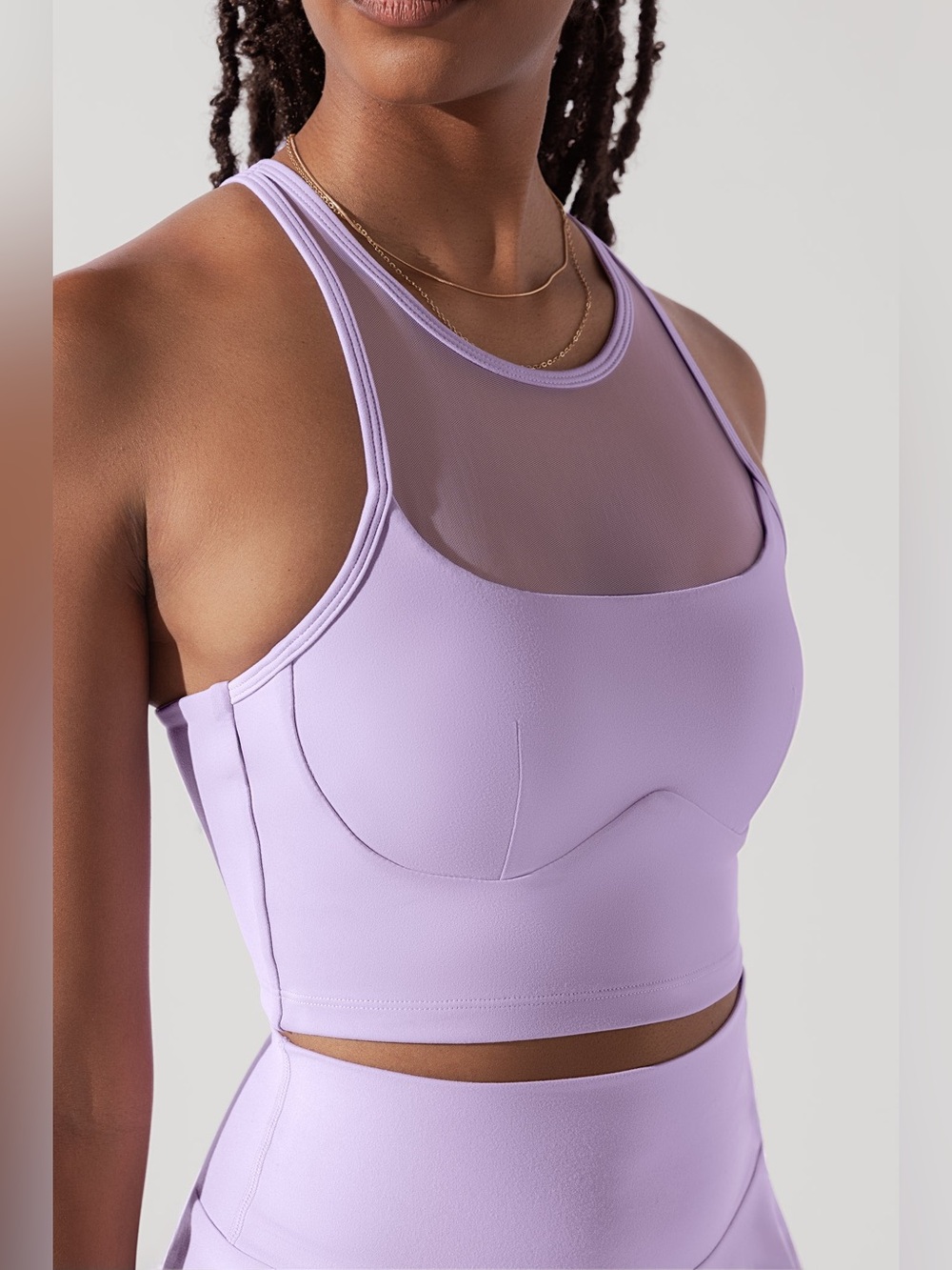 Popflex Celeste Mesh Crop Bralette Padded Digital Lavender Purple Size Small